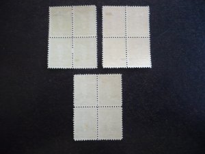 Stamps - Cuba - Scott# 455-457 Mint Hinged Set of 3 Stamps in Blocks of 4