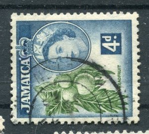 JAMAICA; 1956 early QEII issue fine used 4d. value