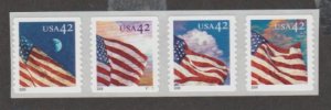 U.S. Scott #4244-4247 Dusk to Dawn American Flag Stamp - Mint NH Strip of 4