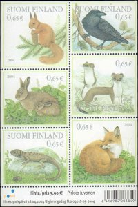 Finland #1214, Complete Set, 2004, Birds, Animals, Never Hinged