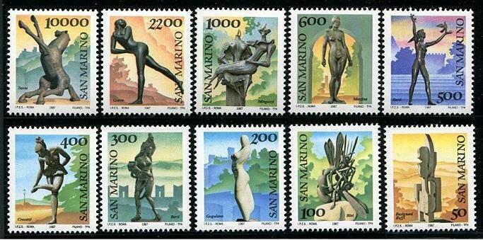 HERRICKSTAMP SAN MARINO Sc.# 1125-34 Sculptures