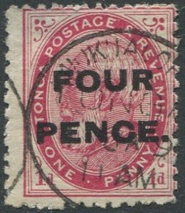 Tonga 1891 SG5 4d on 1d King George I #2 FU