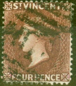 St Vincent 1885 4d Red-Brown SG50x Wmk Reversed Fine Used