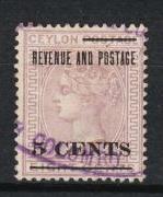 Ceylon - 1885  QV 5c on 8c Sc# 124  (8621)