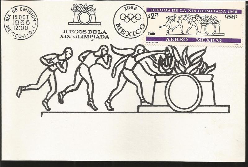 A) 1966 MEXICO, PREOLIMPICAL SERIE, ATHENS, XIX OLYMPIC, SPORTS, OLYMPIC TORCH,