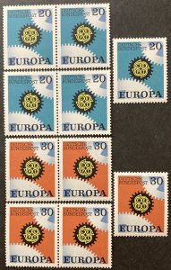 Germany 1967 #969-70, Europa, Wholesale Lot of 5, MNH, CV $2.75