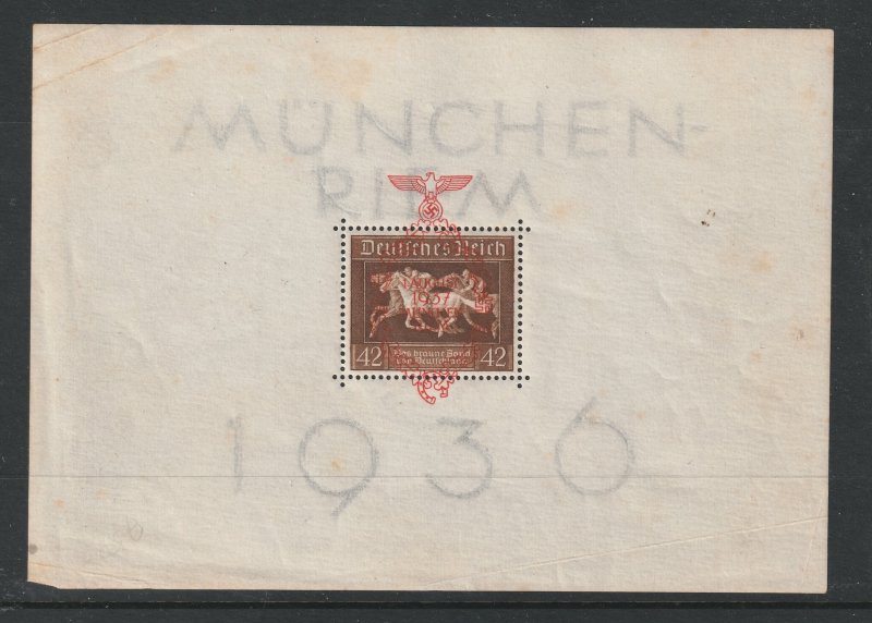 Germany a used gold ribbon mini sheet from 1937