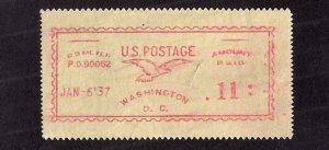 POST OFFICE METER STAMP #PO-A1.1. STRIP dated Jan 1937 WASHINGTON D.C. Rare