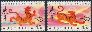 Christmas Island 1998 Year of the Tiger Set of 2 SG440-441 Fine Used