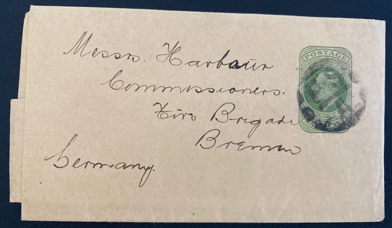 1900s England Wrapper Postal Stationery Cover  To Bremen Germany