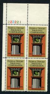 Scott #2071 - 20c FDIC - Plate Block - MNH