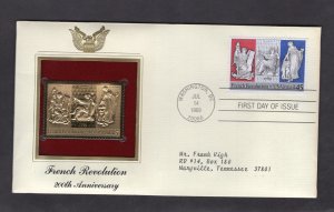 C120 French Revolution, FDC PCS Gold Replica addressed