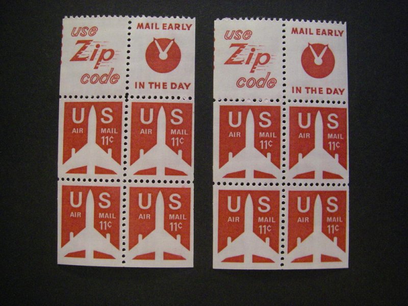 Scott C78a, 11c Red Jet, Pane of 4, two logos without tab, MNH Booklet