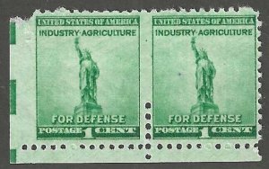 U.S., 1940, Scott #899 Pair, Imperf Error at Left and 5 Perfs Between, Mint, NH