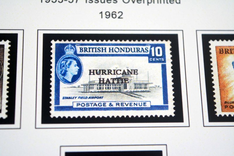 COLOR PRINTED BRITISH HONDURAS 1866-1973 STAMP ALBUM PAGES (27 illustr. pages)