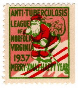 (I.B) US Cinderella : Anti-TB League Christmas Seal (Norfolk 1937) 