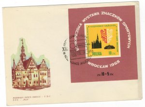 Poland 1963 FDC Stamps Souvenir Sheet Scott 1165 Sport Basketball Championships