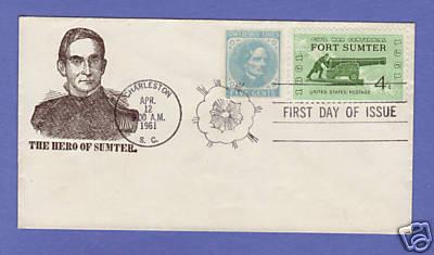 #1178 Fort Sumter Combo w CSA Stamp-Civil War Patriotic