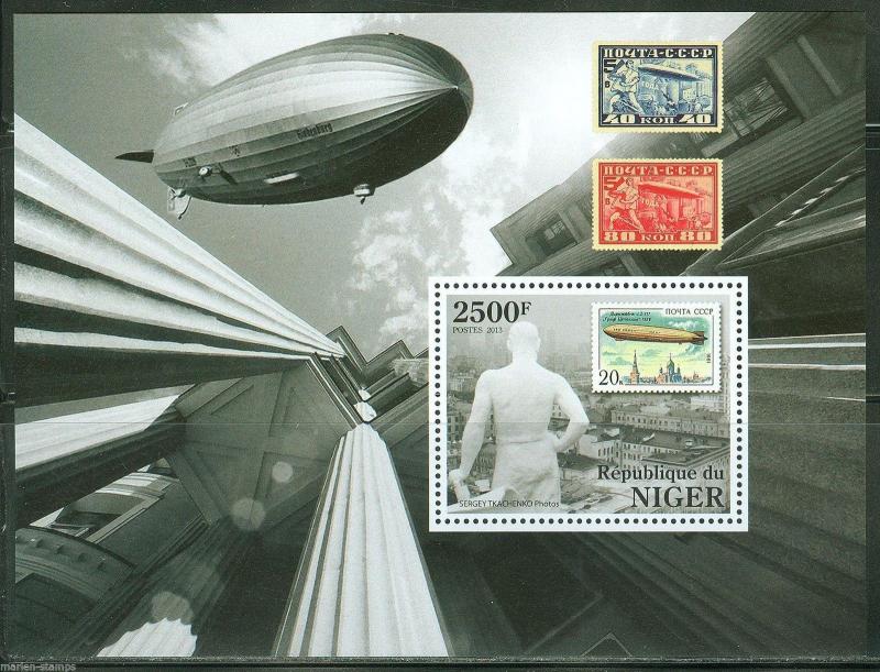 NIGER 2013  RUSSIAN ZEPPELIN STAMP ON STAMP TRIBUTE S/SHEET MINT NH