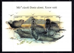 Azerbaijan Souvenir Sheets #654 & 655, MNH OG,  topical, Seals, Marine Life