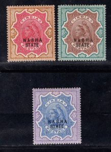 MOMEN: INDIA NABHA SG # 31-33 1885-1900 MINT OG H £800 LOT #68838*