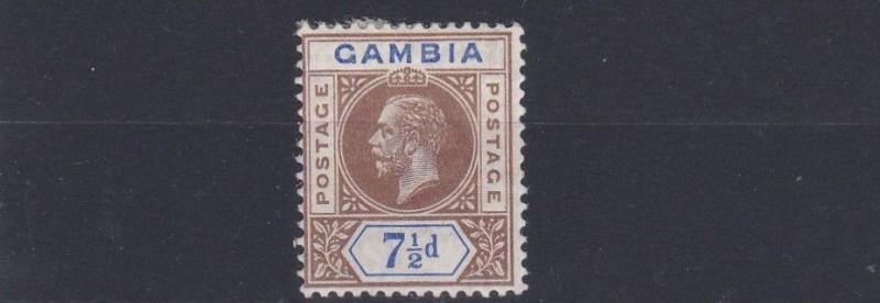 GAMBIA  1912 - 22  SG  95     7 1/2D  BROWN & BLUE     MH 