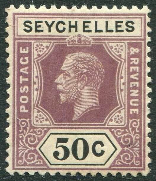 SEYCHELLES-1920 50c Dull Purple & Black Sg 92 LIGHTLY MOUNTED MINT V48889