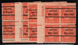 USA #803 PRECANCELED MATCHED SET, F/VF OG NH, better numbers Retail $120