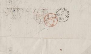 MS216 1866 GB SCOTLAND *Ardrossan* Numeral *15* Ayrshire 4d Rate Cover France