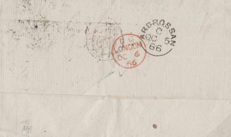 MS216 1866 GB SCOTLAND *Ardrossan* Numeral *15* Ayrshire 4d Rate Cover France