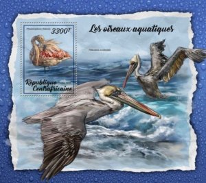 Central Africa - 2017 Water Birds - Stamp Souvenir Sheet - CA18006b