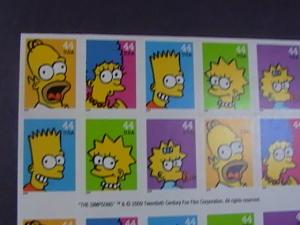 U.S.# 4399-4403(4403b)-MNH--BOOKLET PANE OF 20---SIMPSONS--LISA COVER---2009