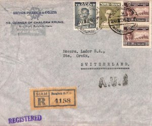 aa7081 - SIAM / THAILAND - Postal History - Registered AIR COVER to SWITZERLAND