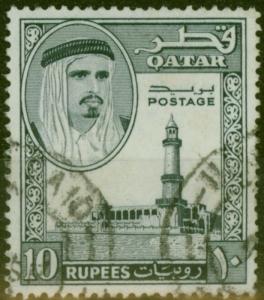 Qatar 1961 10R Black SG37 Fine Used