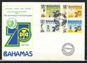 Bahamas, Scott cat. 572-575. Girl Scout Anniversary issue. First day cover. ^