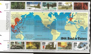 US Scott #2838, Plate Block #3332421 1994 World War II 29c VF MNH
