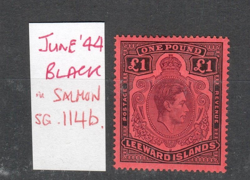 LEEWARD ISLANDS: George VI SG114b June 44 issue lightly hinged. 