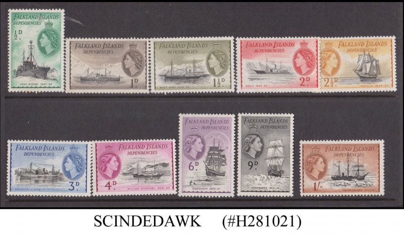 FALKLAND ISLANDS DEPENDENCIES 1954 QEII SHIPS SCOTT#1L19-1L28 - 10V MINT NH