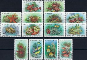 1984 St. Kitts Freimarken, Meerestiere, Fische, MiNr. 130-143 ** KAT 40€ SCHÖN