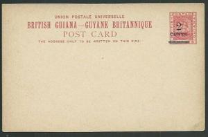 BR GUIANA QV 2 CENTS on 3c ship type postcard fine unused..................61482