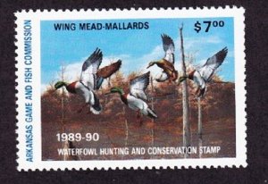 AR9 Arkansas #9 MNH State Waterfowl Duck Stamp - 1989 Mallard