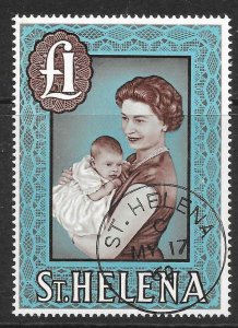 ST.HELENA SG189 1961 1 CHOCOLATE & LIGHT BLUE USED