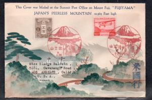 1936 Japan Karl Lewis Hand Painted Cover to Los Angeles USA Peerless Mountain