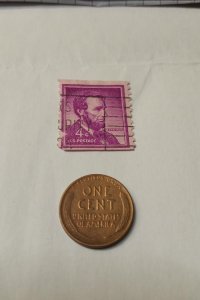 US Scott 1036 Abraham Lincoln with 1941 Wheat Cent