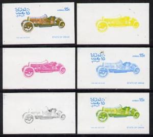 Oman 1976 Vintage Cars #1 15b (Pipe 1907) set of 6 imperf...