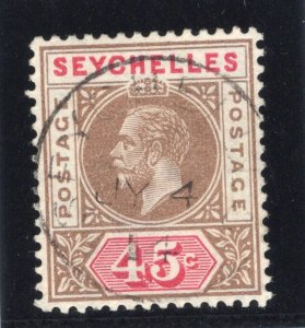Seychelles 1913 KGV 45c brown & carmine very fine used. SG 78. Sc 70.