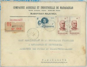 77372 - MADAGASCAR - POSTAL HISTORY - registered letter from MAROVOAY 1950-