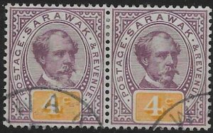 SARAWAK SG11 1888 4c PURPLE & YELLOW USED PAIR