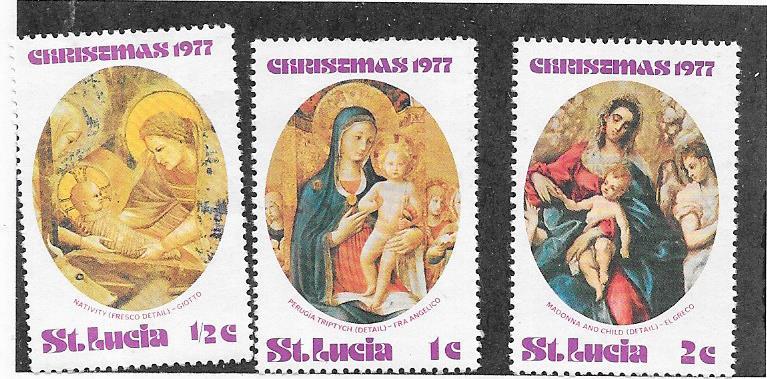 St Lucia #427-29 Christmas 1977' (MLH) CV$0.75