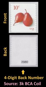 US 5039 Pears 10c coil single 4d small font back # MNH 2016